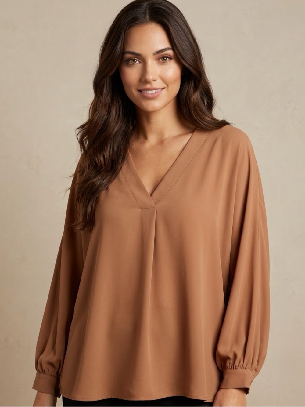 NWOT Andree By Unit "Oversized V-Neck w/Inverted Pleat w/🦇wing sleeves” Sz S/M